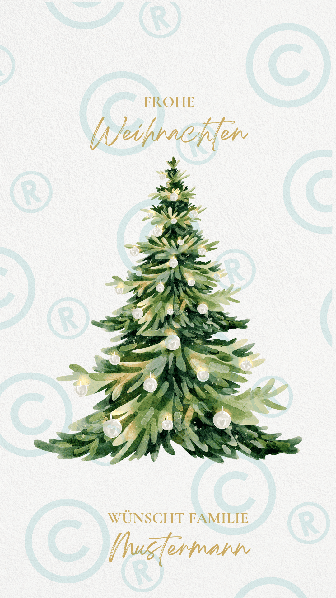 Weihnachtskarte - Weihnachtsbaum - hell - digital - WhatsApp - Vorlage