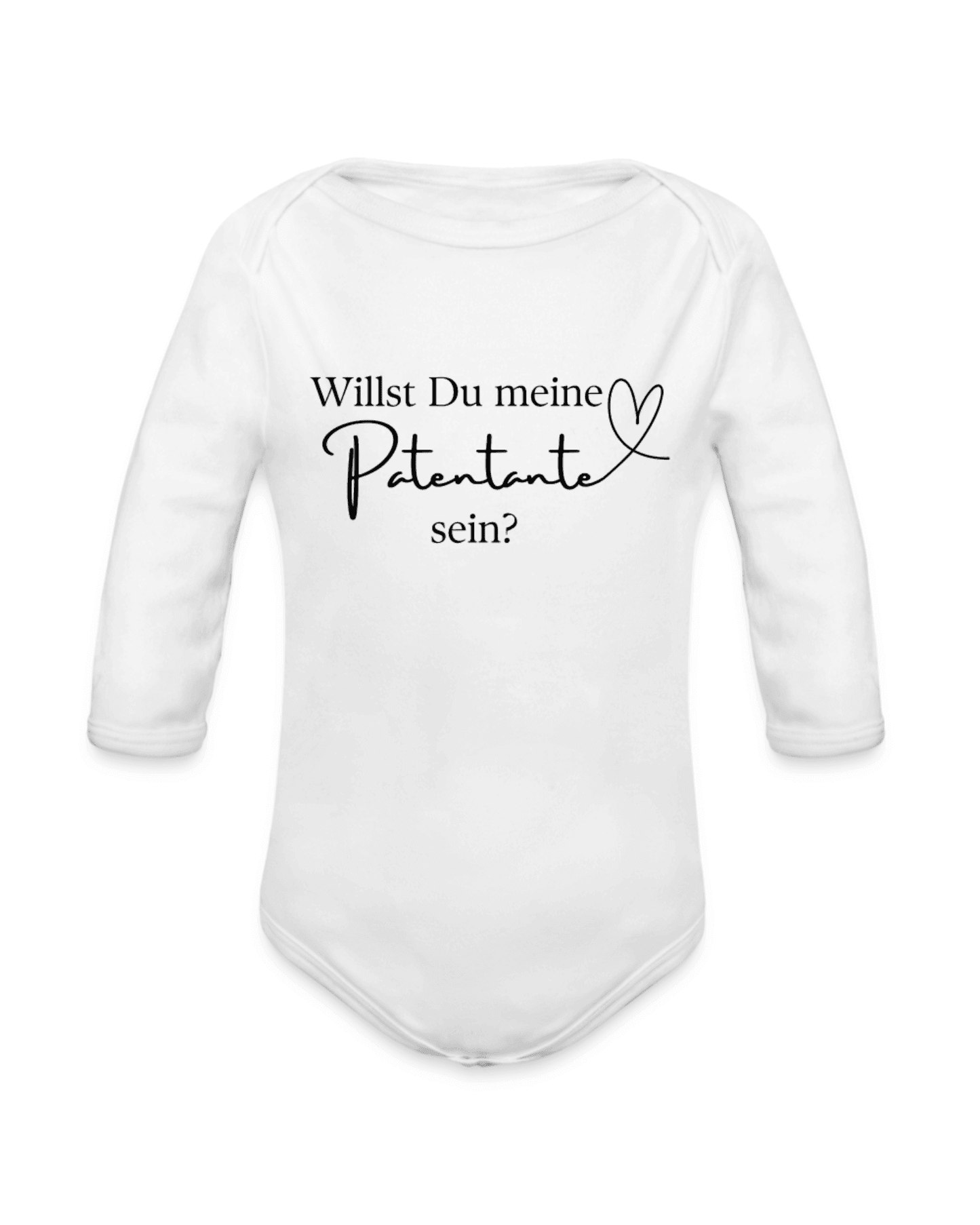 Baby Body in weiß mit der Frage: Willst du meine Patentante sein?