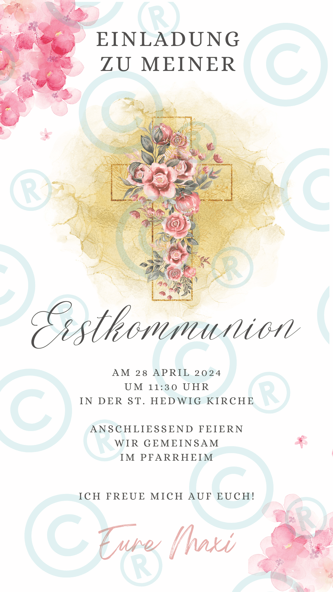 Erstkommunion - Einladung - digital - WhatsApp - Vorlage - Design Maxi - Katholisch-Shop