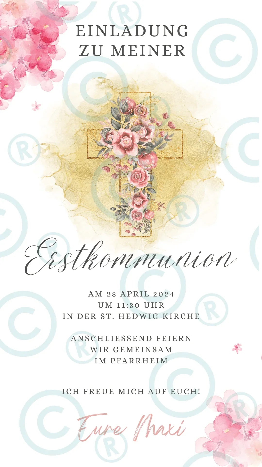 Erstkommunion - Einladung - digital - WhatsApp - Vorlage - Design Maxi - Katholisch-Shop