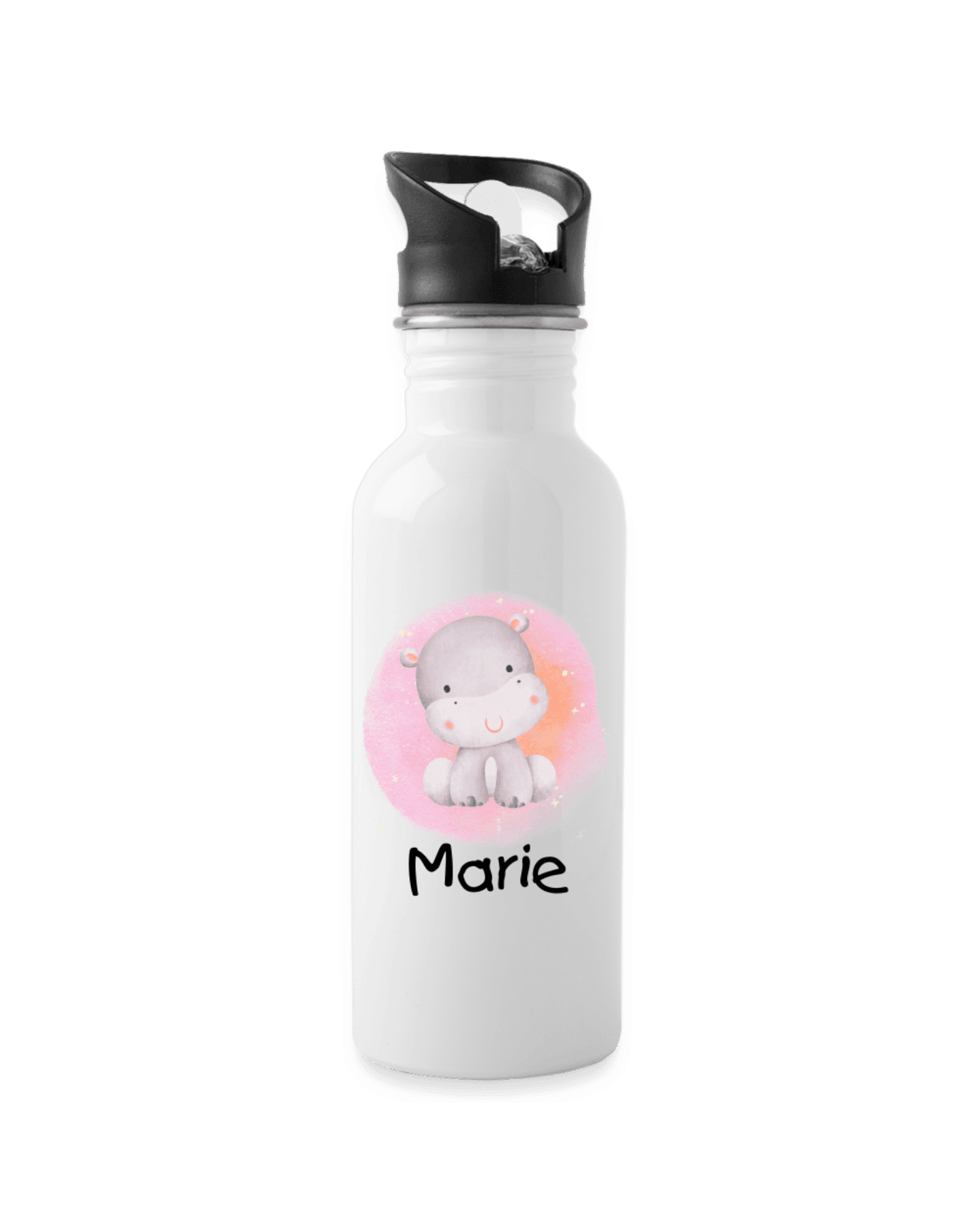 Trinkflasche ❤️ - Arche Noah rosa - Nilpferd - personalisiert ⭐️ Edelstahl - Katholisch-Shop