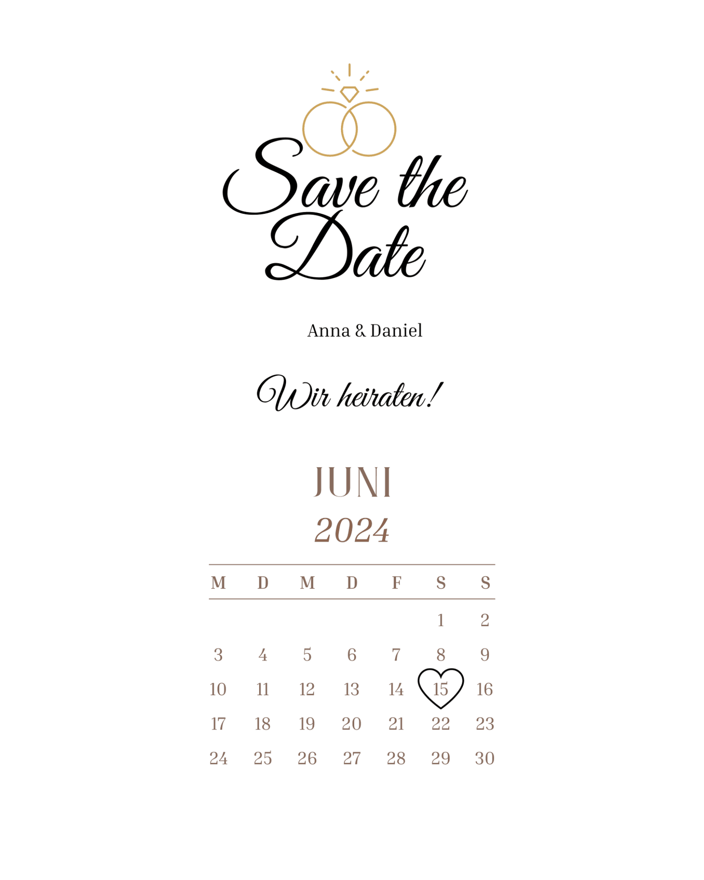 Save the Date ❤️ - Hochzeitseinladung - Kalender - digital - personalisiert ⭐️ - WhatsApp - Katholisch-Shop