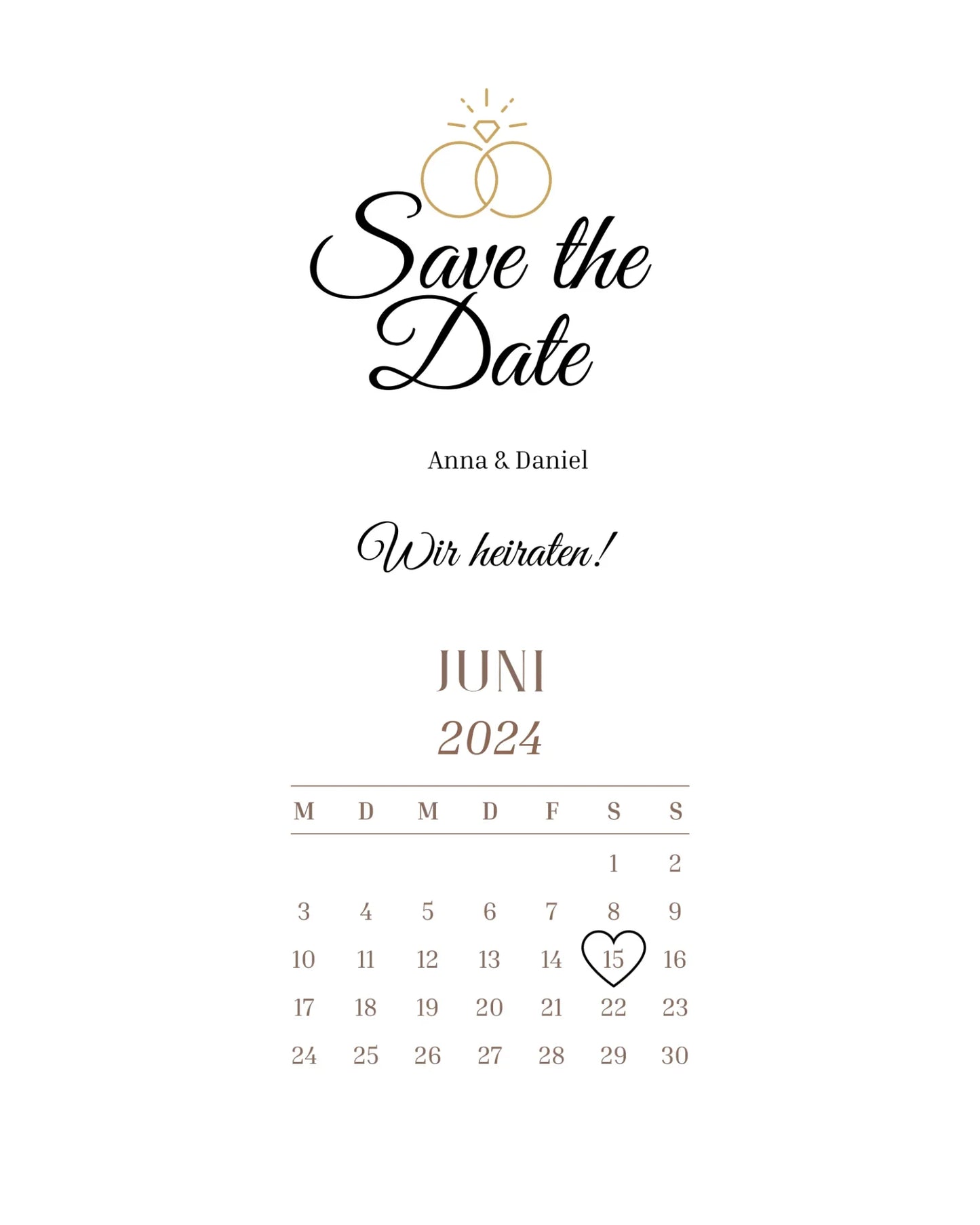 Save the Date ❤️ - Hochzeitseinladung - Kalender - digital - personalisiert ⭐️ - WhatsApp - Katholisch-Shop