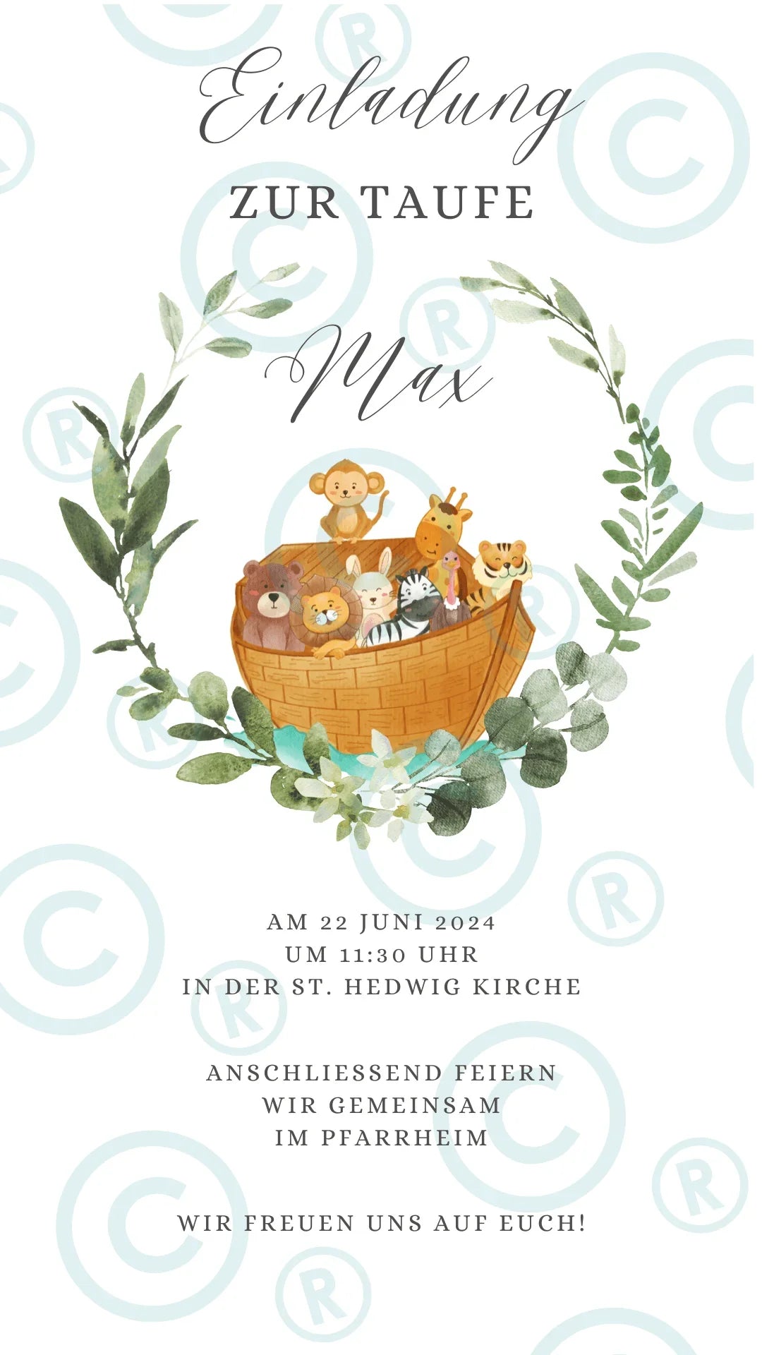 Taufe - Einladung - digital - WhatsApp - Vorlage - Katholisch-Shop