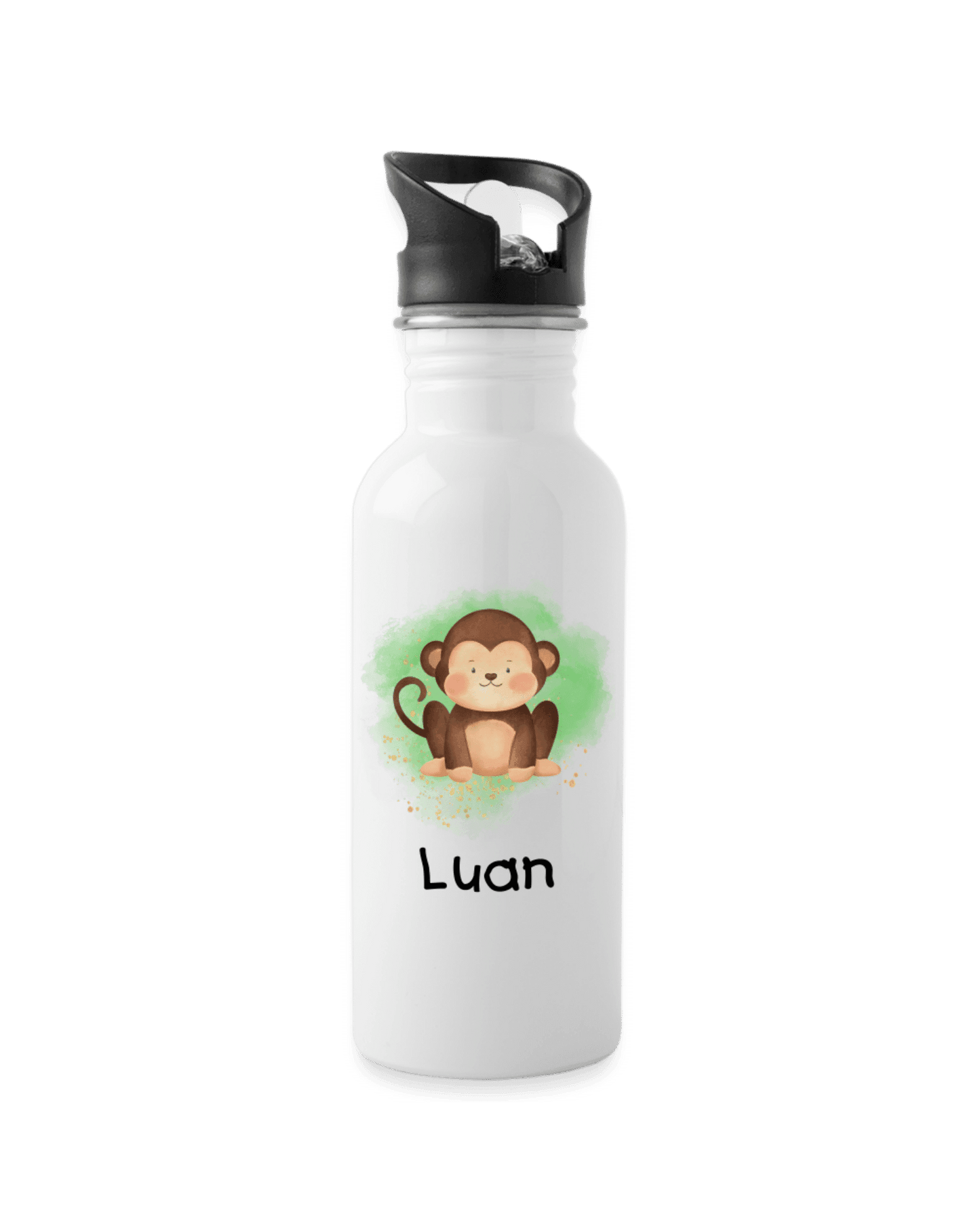 Trinkflasche ❤️ - Arche Noah grün - Affe - personalisiert ⭐️ Edelstahl - Katholisch-Shop