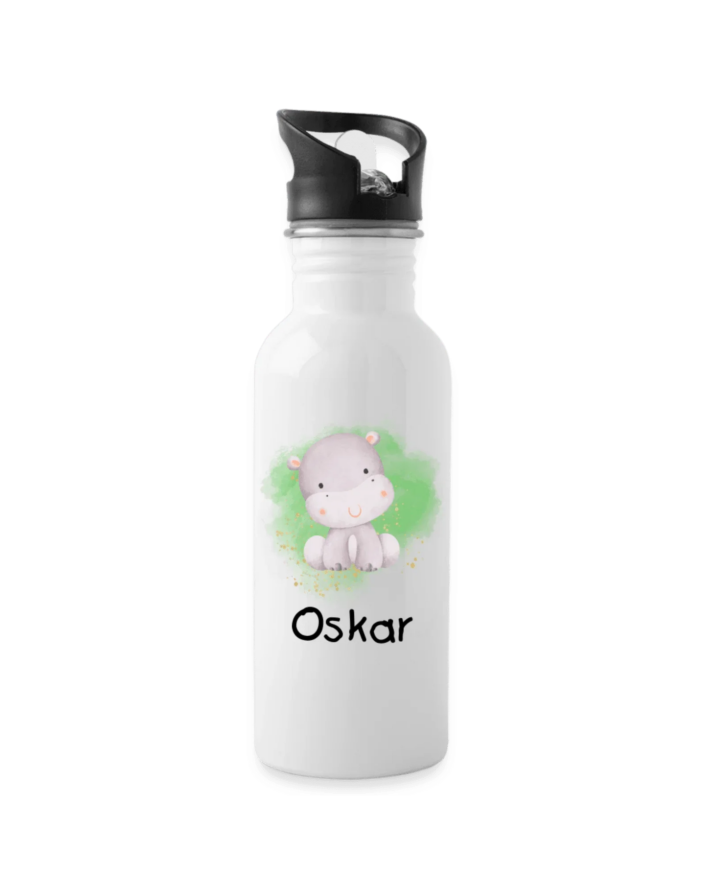 Trinkflasche ❤️ - Arche Noah grün - Nilpferd - personalisiert ⭐️ Edelstahl - Katholisch-Shop