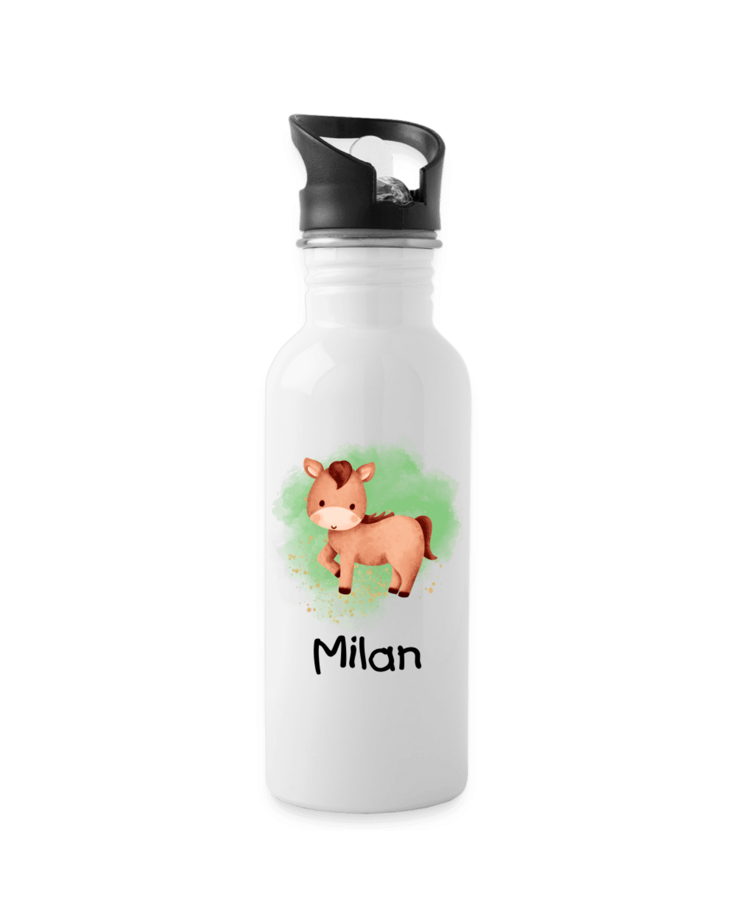 Trinkflasche ❤️ - Arche Noah grün - Pferd - personalisiert ⭐️ Edelstahl - Katholisch-Shop