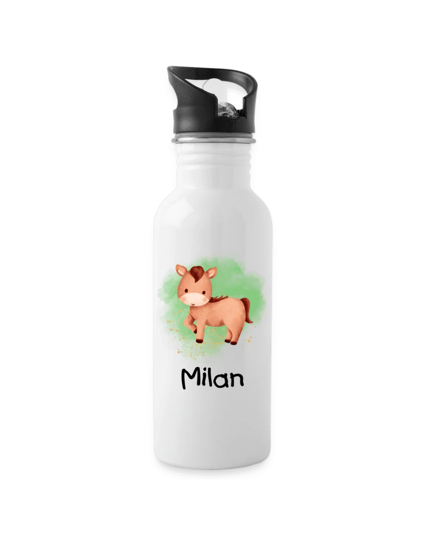 Trinkflasche ❤️ - Arche Noah grün - Pferd - personalisiert ⭐️ Edelstahl - Katholisch-Shop
