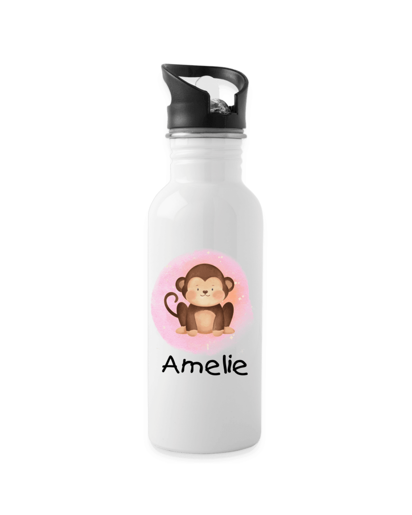 Trinkflasche ❤️ - Arche Noah rosa - Affe - personalisiert ⭐️ Edelstahl - Katholisch-Shop