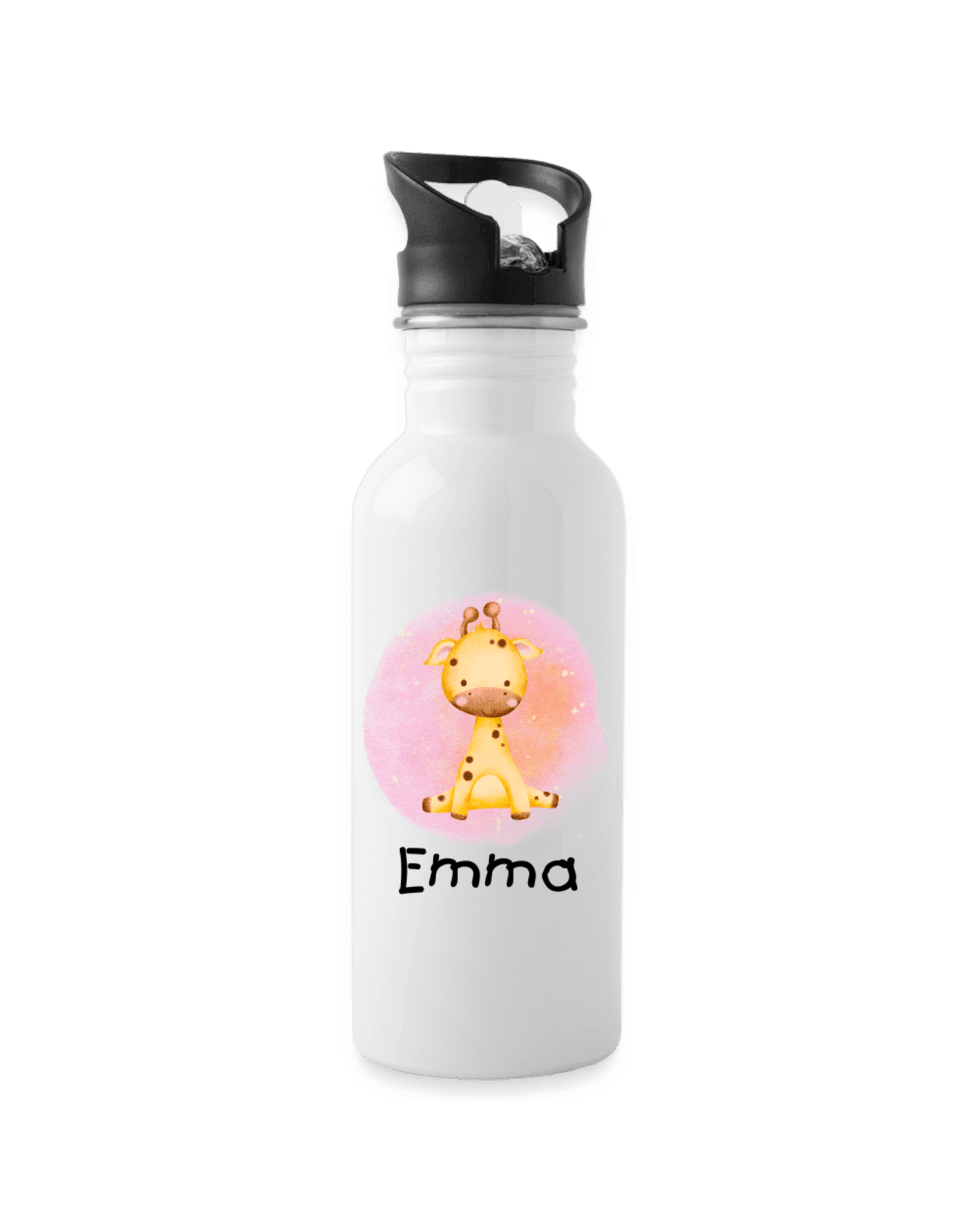 Trinkflasche ❤️ - Arche Noah rosa - Giraffe - personalisiert ⭐️ Edelstahl - Katholisch-Shop