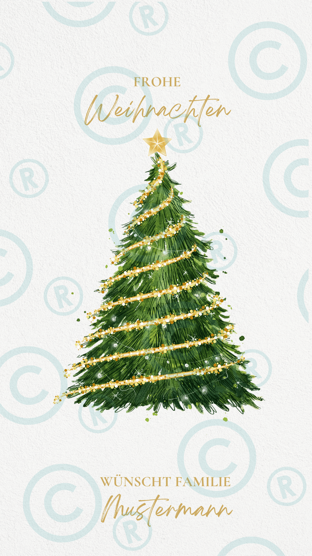 Weihnachtskarte - Weihnachtsbaum - gold - digital - WhatsApp - Vorlage
