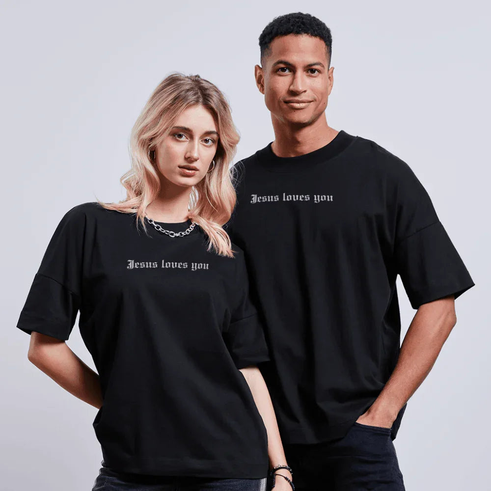 Jesus loves you Oversize Bio-T-Shirt - black - Schwarz