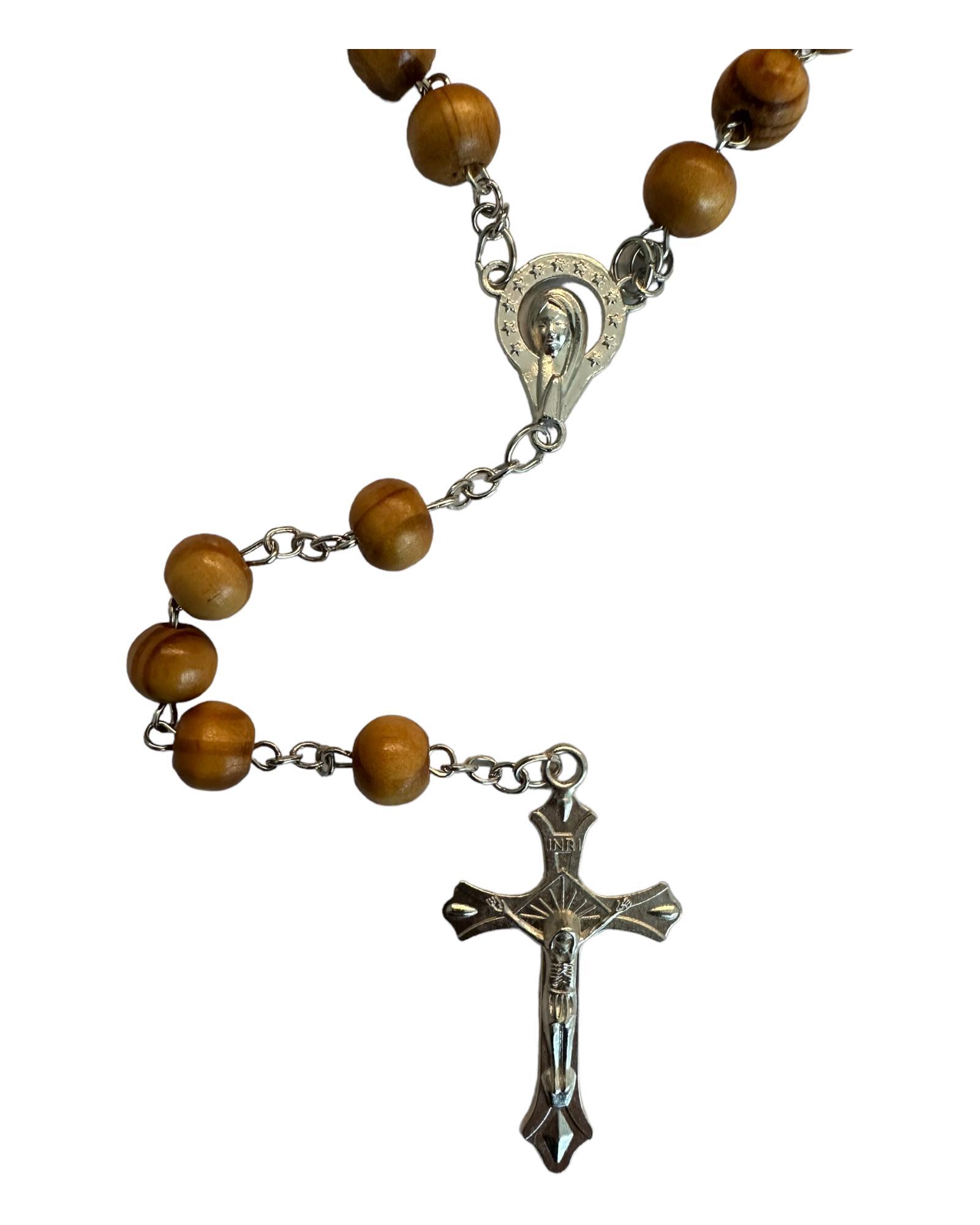Rosenkranz aus Holz Perlen katholisch für Kreuz Halskette mit