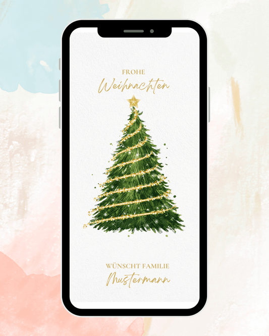 Weihnachtskarte - Weihnachtsbaum - gold - digital - WhatsApp - Vorlage