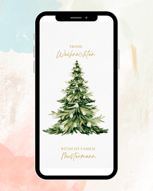 Weihnachtskarte - Weihnachtsbaum - hell - digital - WhatsApp - Vorlage