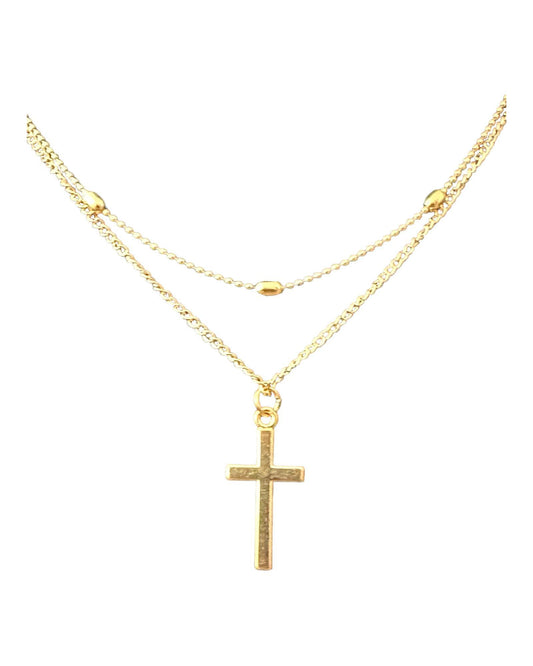 modische Halskette mit Kreuz gold - Katholisch-Shop